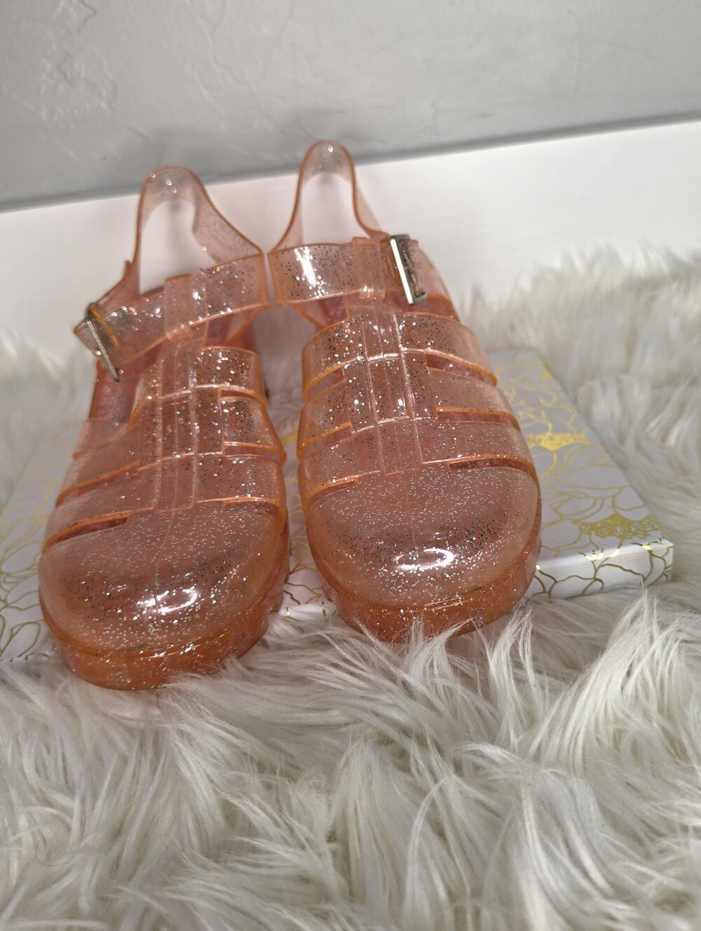 Sparkle Jelly Sandals - Pink